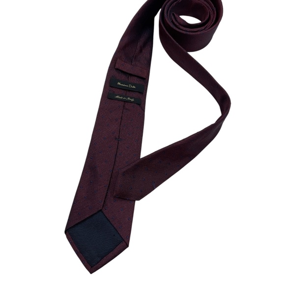 MASSIMO DUTTI Burgundy Polka Dot Silk LUXURY Slim Tie ITALY - Picture 2 of 4